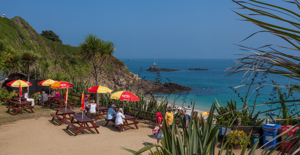 Stop for a bite and a spectacular view at the Belvoir Beach kiosk in Herm.