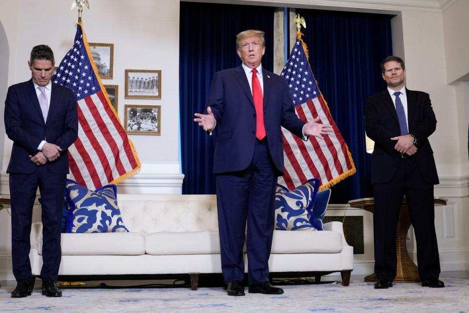 Donald Trump speaks to reporters in Washington DC on 9 January. (AP)