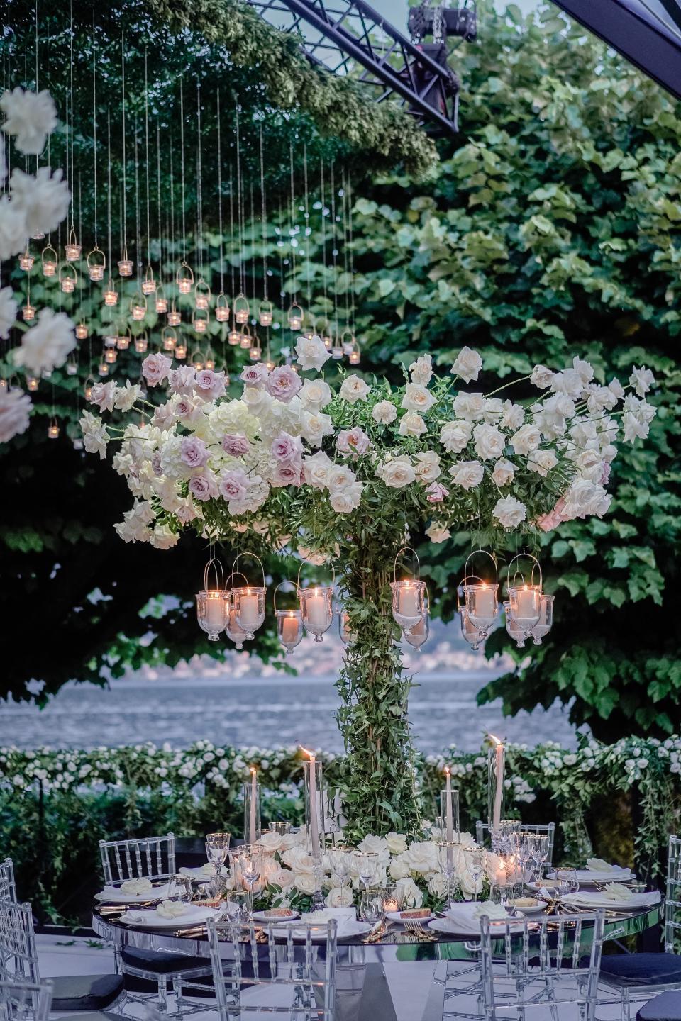 Giorgia Gabriele Wore a Custom Off-White Wedding Dress With a 26-Foot Train to Her Ceremony on Lake Como