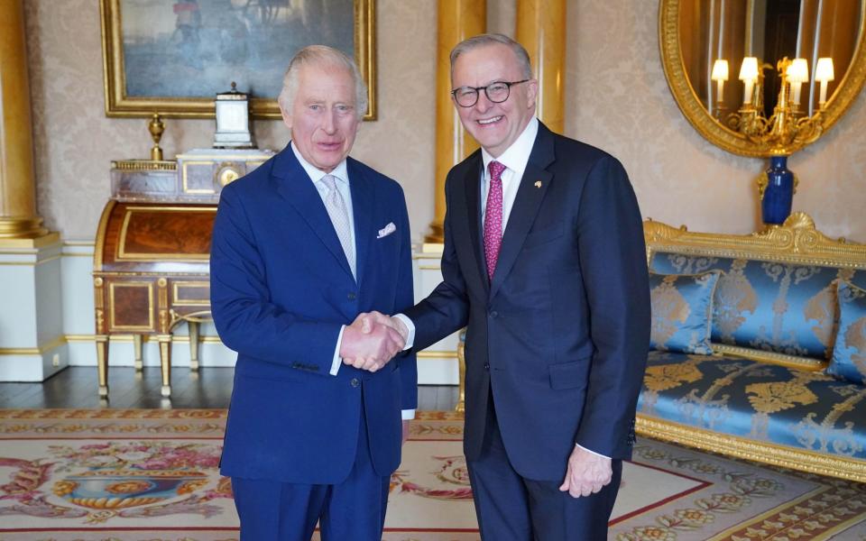 The King with Anthony Albanese a few days before his Coronation last year