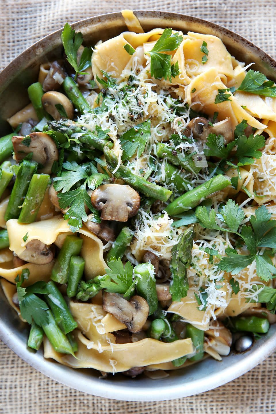 Spring Asparagus and Mushroom Papardelle