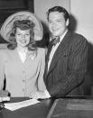 <p>In 1943, Orson Welles was producing and acting in <em>The Mercury Wonder Show</em>, an onstage production for soldiers, which also starred Rita Hayworth. She had two younger brothers who served in World War II. On September 7, when she was 25 and he 28, the two ran off to the marriage license bureau in Santa Monica, California, just prior to their wedding on September 7, 1943. They divorced in 1947. Welles was Hayworth's second of five husbands.</p>