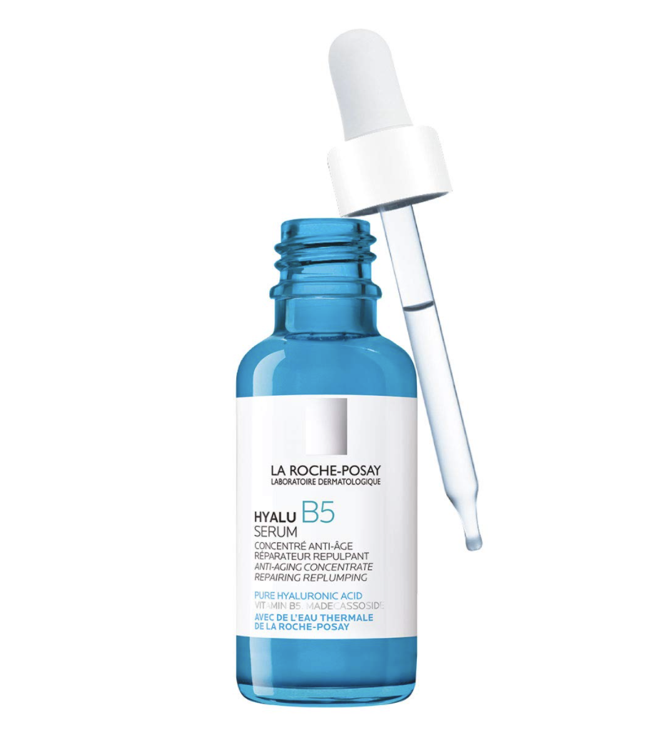 blue and white dropper bottle of La Roche-Posay Face Serum Hyalu B5 Pure Hyaluronic Acid Anti-Aging Serum (Photo via Amazon)