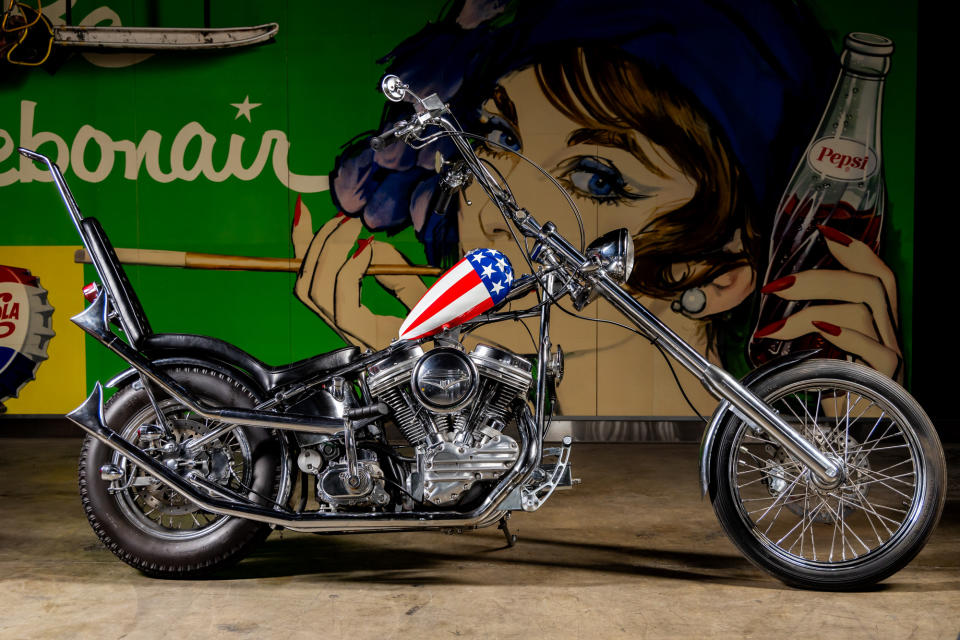 A RevTech Performance “Easy Rider” Captain America motorcycle. Courtesy: Abell Auction Co.