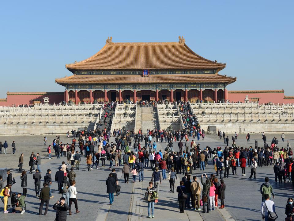 crowded forbidden city in china