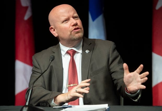 Ian Lafrenière, Quebec's Indigenous affairs minister, says the province will work with the federal government and consult Indigenous leaders in the province to determine how the search for remains of residential school victims will be carried out.  (Graham Hughes/The Canadian Press - image credit)