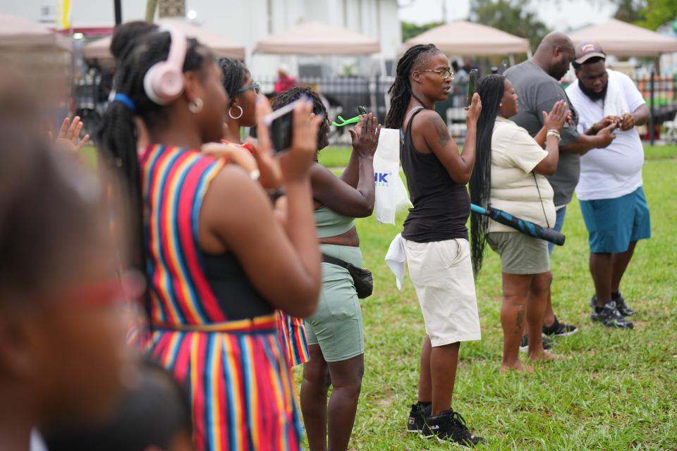 People enjoy the Juneteenth “Celebration of Freedom” at Sara Sims Park featuring music, food trucks, vendors, Kids Zone and live performances on Saturday, June 15, 2024 in Boynton Beach.