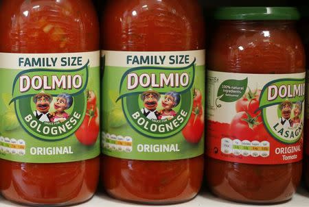 Dolmio pasta sauces are seen in a store in in London, Britain April 15, 2016. REUTERS/Stefan Wermuth