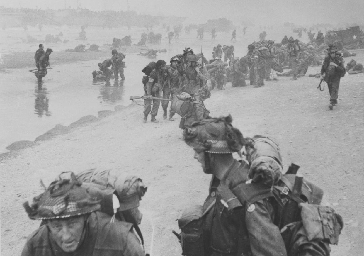 80 Field Squadron Royal Engineers arrive on Sword Beach, Normandy, France, on 6 June 1944. (PA)