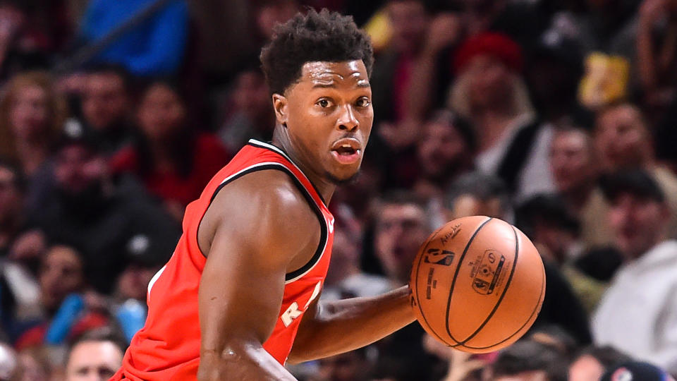 Kyle Lowry was doing his best Tom Brady impression on Friday. (AP)