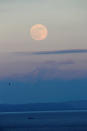 The first full moon of 2019 rises off the shore of Tenby, Pembrokeshire, Wales, Britain January 20, 2019. REUTERS/Rebecca Naden