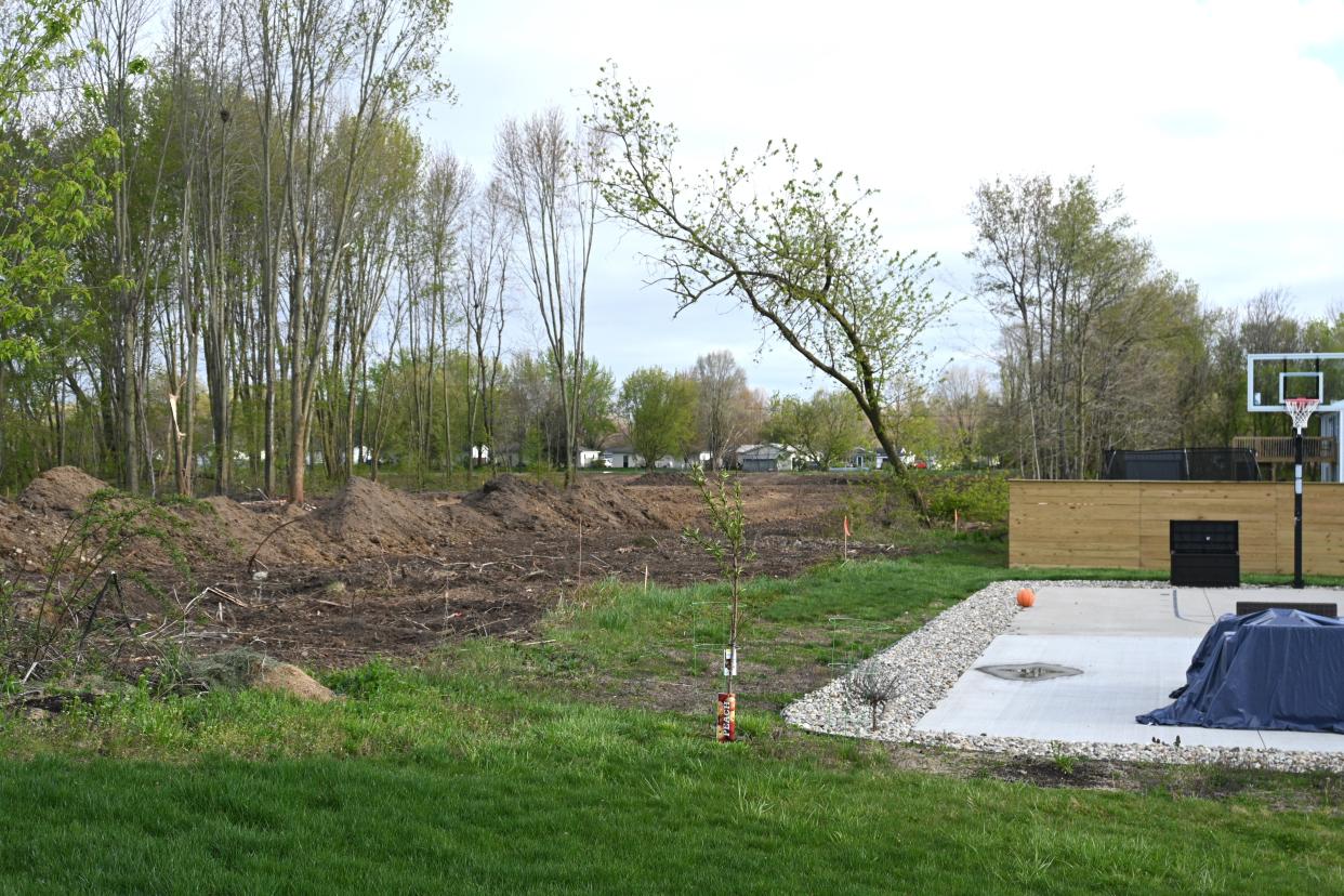 The trees behind these Thompson Blvd. home were bulldozed down last week.