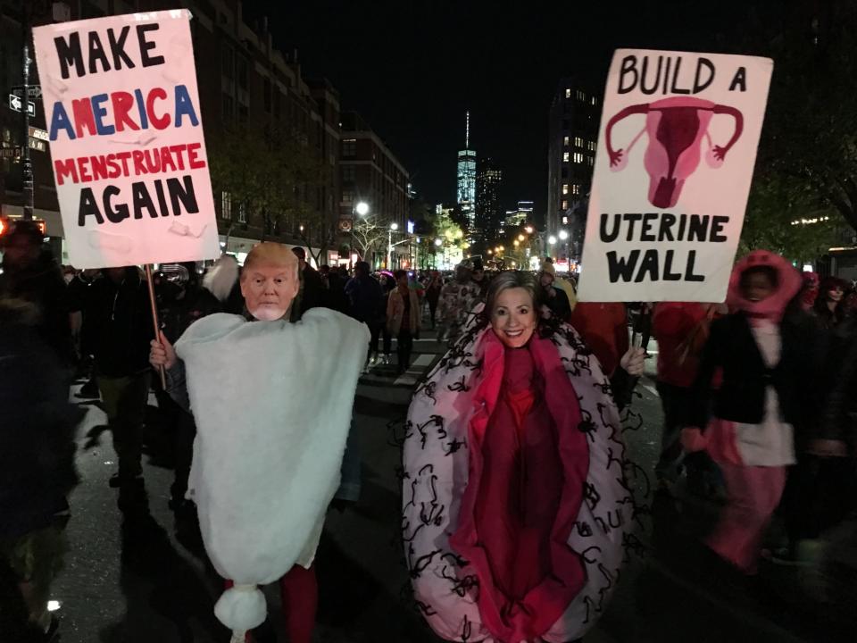 Trump wigs and Hillary masks: Political satire was on parade at Halloween in NYC