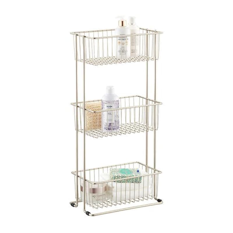 3-Tier Shelf Basket Tower Satin Nickel