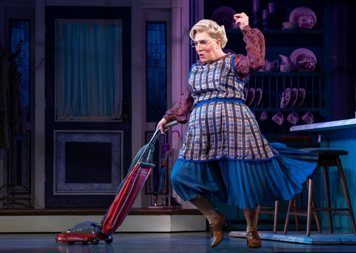 Rob McClure (Daniel Hillard as Euphegenia Doubtfire) in "Mrs. Doubtfire" on Broadway.