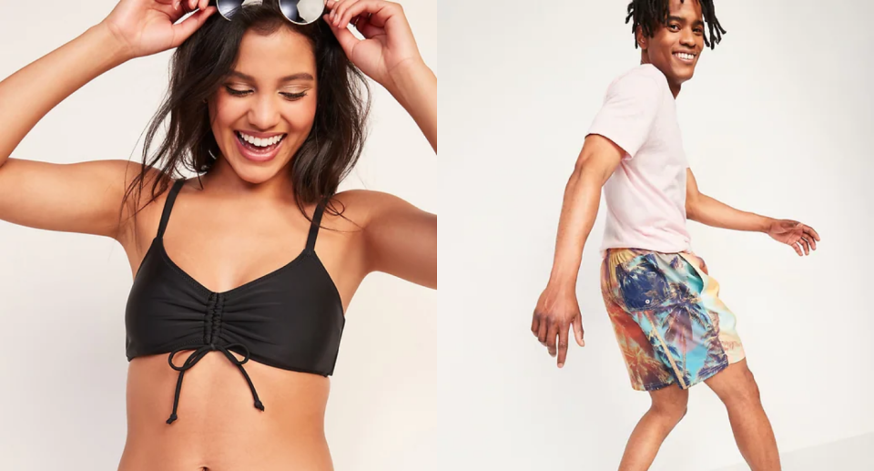 Shop swimwear for the whole family starting at just $10. Images via Old Navy.