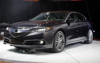 The 2015 Acura TLX is introduced at the 2014 New York International Auto Show at the Javits Convention Center, in New York, Wednesday, April 16, 2014. (AP Photo/Richard Drew)