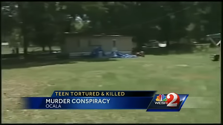 News report screen from WESH 2 about a teen tortured and killed in a murder conspiracy in Ocala