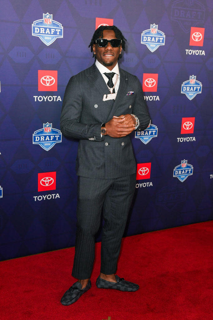 LSU wide receiver Malik Nabers arrives to the 2024 NFL Draft at the Fox Theatre on April 25, 2024, in Detroit, Michigan. / Credit: Aaron J. Thornton / Getty Images