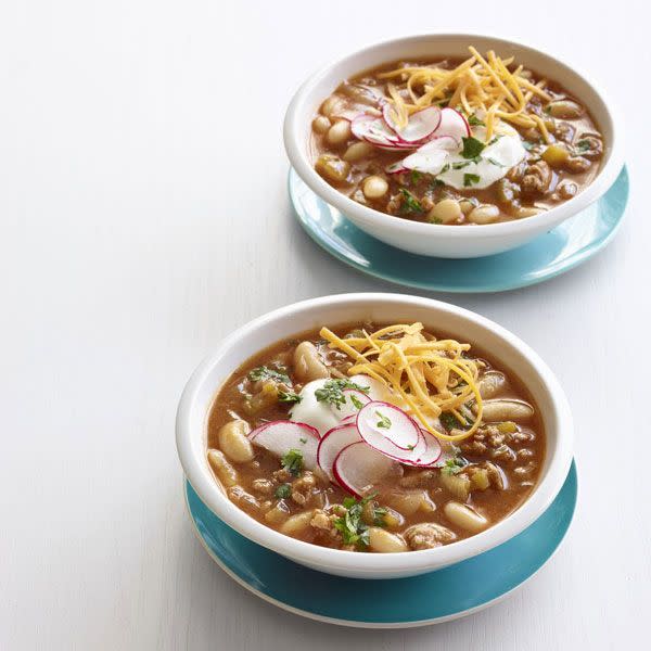 <p>Dinner's ready, and it pretty much made itself thanks to the good ol' crockpot.</p><p><em><a href="https://www.goodhousekeeping.com/food-recipes/a14898/slow-cooker-turkey-pumpkin-chili-recipe-wdy0115/" rel="nofollow noopener" target="_blank" data-ylk="slk:Get the recipe for Slow Cooker Turkey Pumpkin Chili »;elm:context_link;itc:0;sec:content-canvas" class="link ">Get the recipe for Slow Cooker Turkey Pumpkin Chili »</a></em></p><p><a class="link " href="https://www.amazon.com/Crock-Pot-SCCPVL600S-6-Quart-Portable-Stainless/dp/B003HF6PUO?tag=syn-yahoo-20&ascsubtag=%5Bartid%7C10055.g.3639%5Bsrc%7Cyahoo-us" rel="nofollow noopener" target="_blank" data-ylk="slk:SHOP SLOW COOKERS;elm:context_link;itc:0;sec:content-canvas">SHOP SLOW COOKERS</a><br></p>