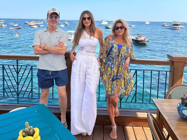<p>sofiavergara/Instagram</p> Sofia Vergara poses with her close friends during her 51st birthday trip in Capri, Italy.