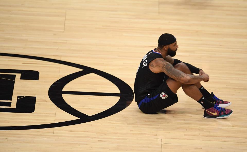 Marcus Morris Sr. of the Clippers after fouling out against the Dallas Mavericks. (Photo by Keith Birmingham/MediaNews Group/Pasadena Star-News via Getty Images)