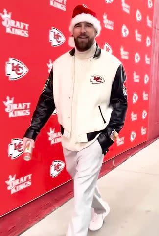 Travis Kelce with Taylor Kansas City Chiefs Black And White Baseball Jacket, by Kantprint