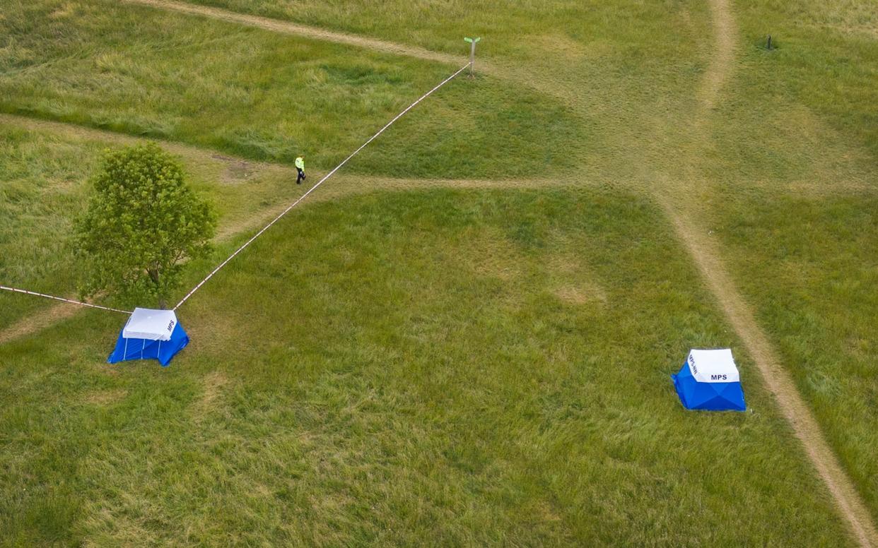 Forensics tents at Fryent Country Park near Wembley - Peter Macdiarmid/LNP