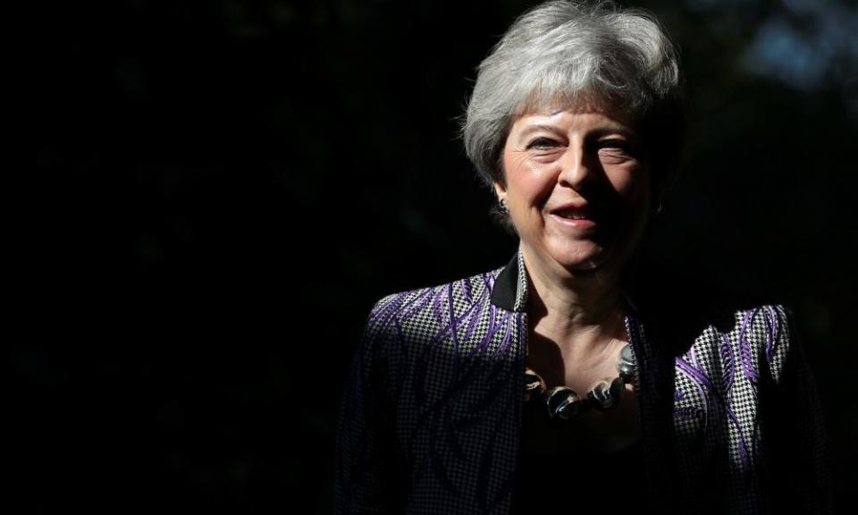 Theresa May arrives at church in Sonning, Berkshire