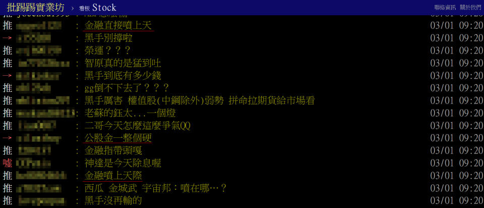 金融股今（1）沒有崩，投資人傻眼。圖／翻攝自PTT