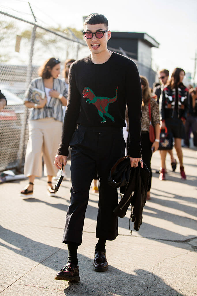 <p>Noma Han was spotted in the sweater’s black colorway at the label’s show this September in New York City. (Photo: Getty Images) </p>