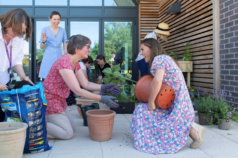 Britain's Catherine, Duchess of Cambridge, visits the Nook Children's Hospice in Framingham Earl