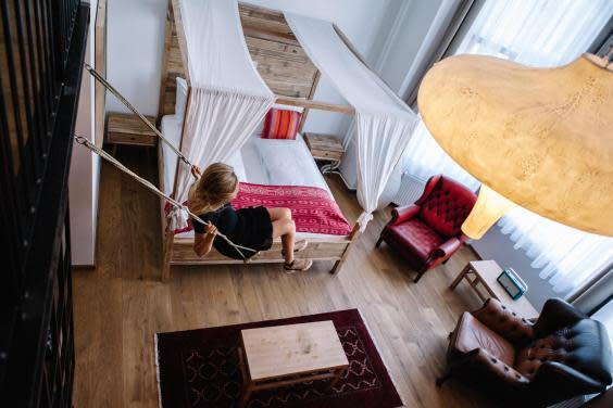 Lulu Guldsmeden has a swing in the loft (Courtesy Guldsmeden Hotels)