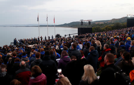 Visitors from Australia and New Zealand attend a dawn ceremony marking the 104th anniversary of the World War One battle of Gallipoli, at Anzac Cove in the Gallipoli peninsula in Canakkale, Turkey, April 25, 2019. REUTERS/Kemal Aslan