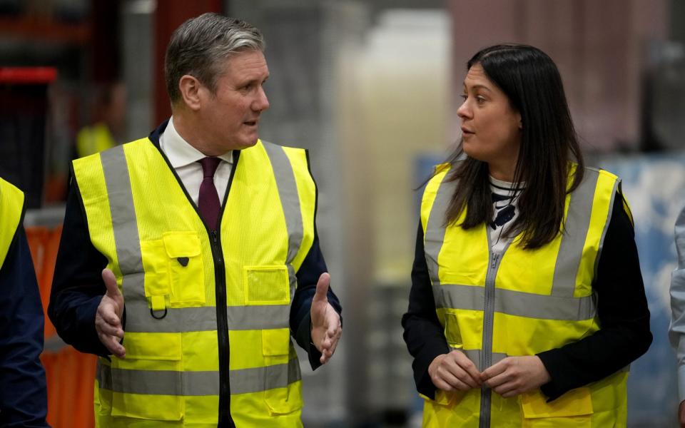 Sir Keir Starmer and Lisa Nandy are pictured on February 15 during a visit to Burnley - Christopher Furlong/Getty Images Europe