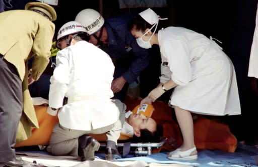 Commuters were stricken when the Aum sect released sarin at five points through the subway network