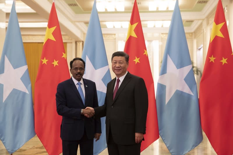 <cite>中國國家主席習近平與索馬利亞總統。（資料照，AP）</cite>