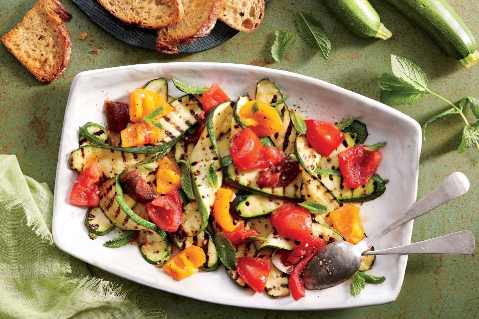 Grilled Zucchini with Tomatoes and Mint