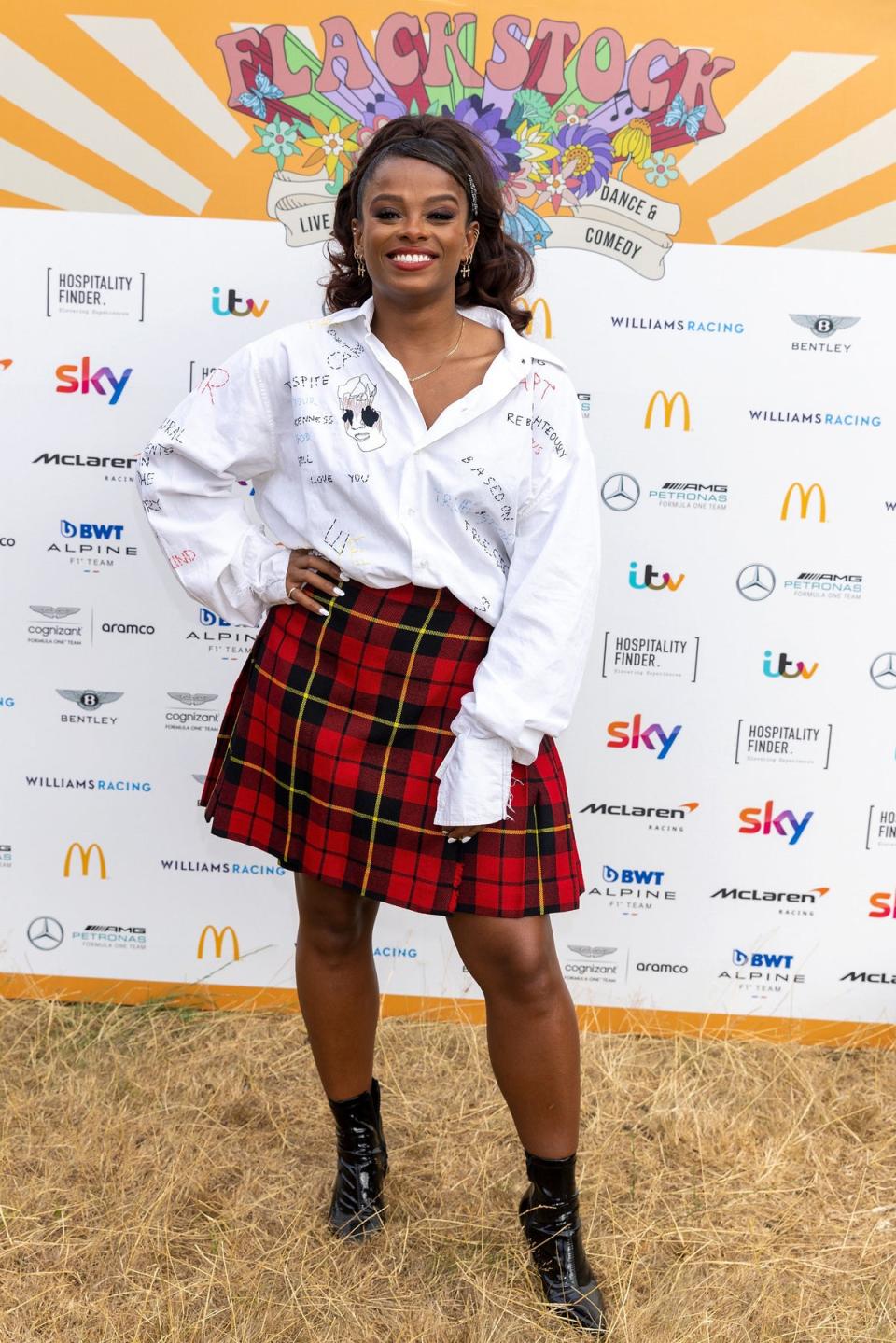 Fleur East attends the Flackstock festival in memory of Caroline Flack at Pangbourne, Berkshire (PA)