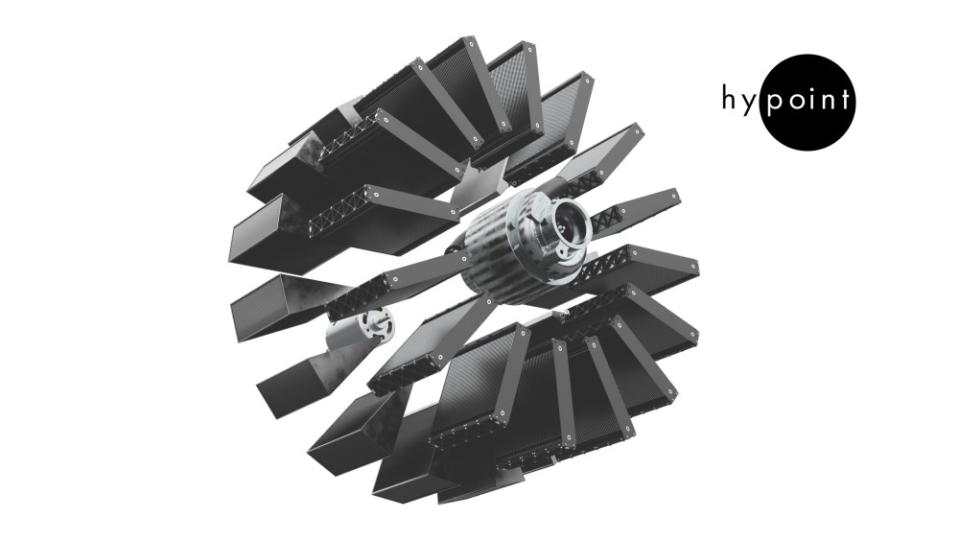 HyPoint says its compact hydrogen fuel cell has four times the energy density of lithium-ion batteries and twice the power of existing hydrogen fuel-cell systems. - Credit: Courtesy HyPoint