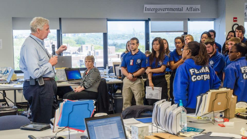 FEMA Deputy Administrator Richard Serino talks to FEMA Corps members in Queens, New York, on May 7, 2013. - K.C.Wilsey/FEMA/Alamy