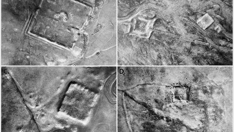 A sample of Father Antoine Poidebard’s aerial photography, shot from a biplane in the early 20th century, showing the remains of ancient Roman forts. New research combined Poidebard’s early findings with data, gathered from archival U.S. spy satellite images, that is shedding new light on the history of the Roman Empire.