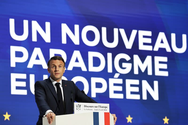 French President Emmanuel Macron holds speech on Europe's future at la Sorbonne