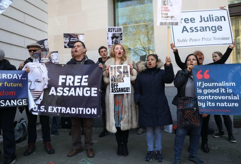 Assange supporters are demanded the 47-year-old be freed (Getty)