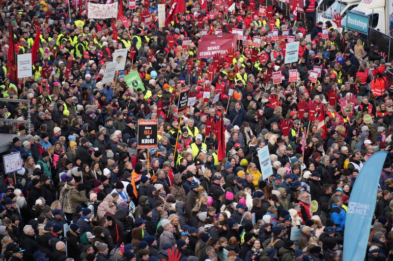 Protest in front of the Danish Parliament in Copenhagen