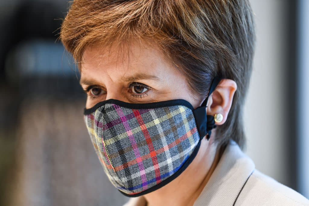 Nicola Sturgeon has revealed her first lockdown haircut, pictured here in June. (Getty Images)