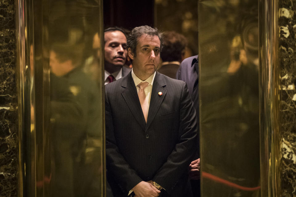 Michael Cohen, personal lawyer for President-elect Donald Trump, gets into an elevator at Trump Tower, Dec. 12, 2016 in New York City.