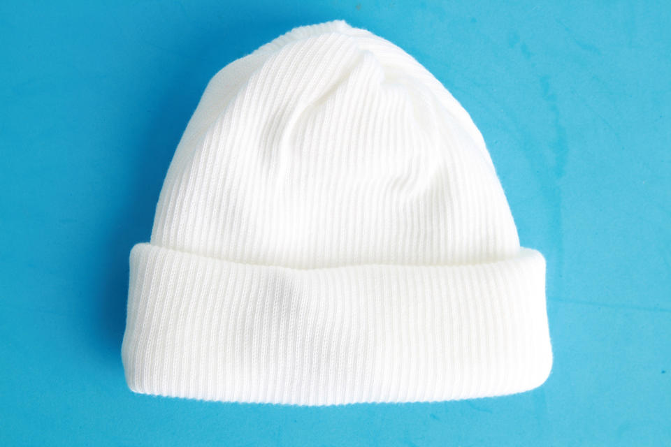 A white winter hat