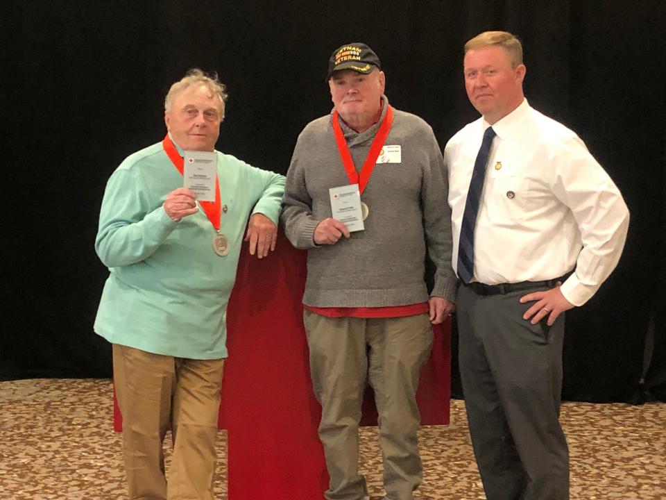 Vietnam veterans Robert Brill and Dan Delany received the American Red Cross Southern Tier Chapter "Real Heroes" Military Award on May 25, 2023 inside Binghamton's DoubleTree by Hilton hotel.