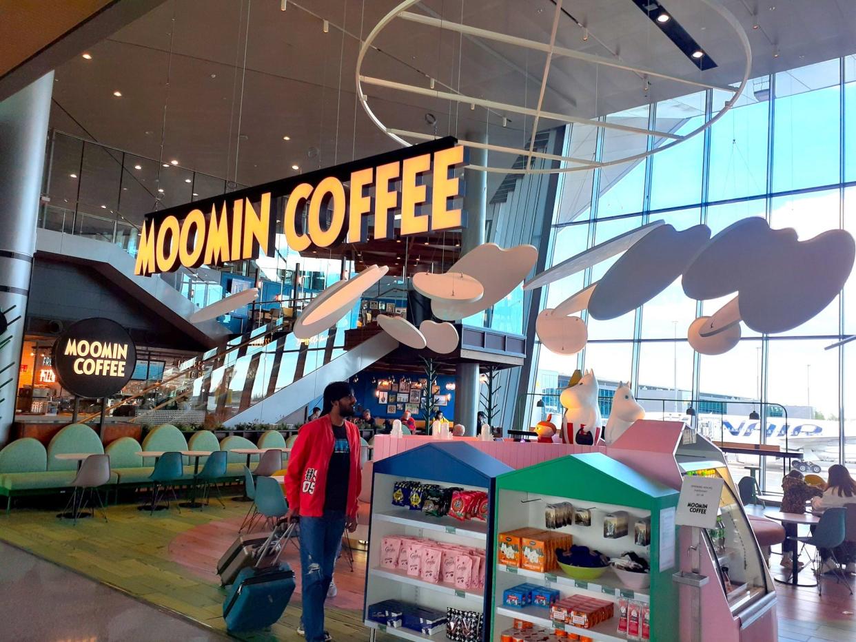 A shot of the Moomin cafe in Helsinki airport.